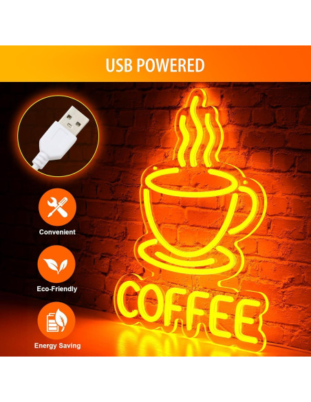 Luz de Neón de Café Basaneon Dimmable USB 15.7x32.5cm