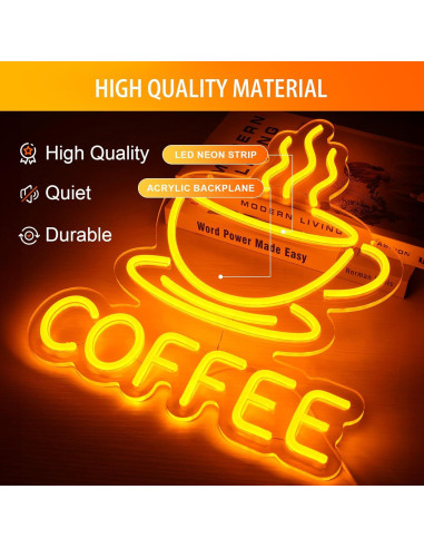Luz de Neón de Café Basaneon Dimmable USB 15.7x32.5cm