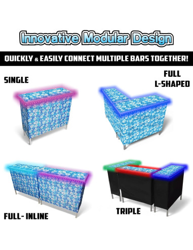 Bar Portátil Plegable PartyLife con Luces LED y Faldas Hawaiana