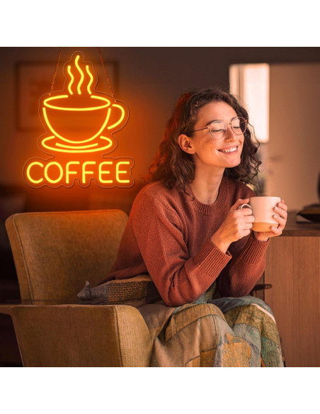 Luz de Neón de Café Basaneon Dimmable USB 15.7x32.5cm