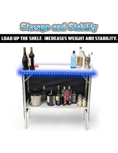 Bar Portátil Plegable PartyLife con Luces LED y Faldas Hawaiana