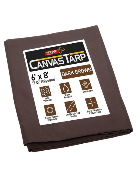 Lona de Tela Marrón Oscuro 2.09kg 6x8ft Resistente al Agua