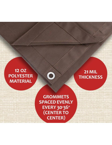 Lona de Tela Marrón Oscuro 2.09kg 6x8ft Resistente al Agua