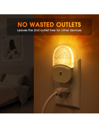 Luz Nocturna LED Briignite 2 Paquete Ámbar Regulable con Sensor