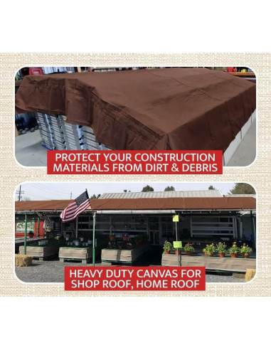 Lona de Tela Marrón Oscuro 2.09kg 6x8ft Resistente al Agua
