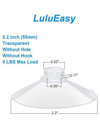 12 Ventosas Transparentes 5.5 cm LuluEasy para Vidrio