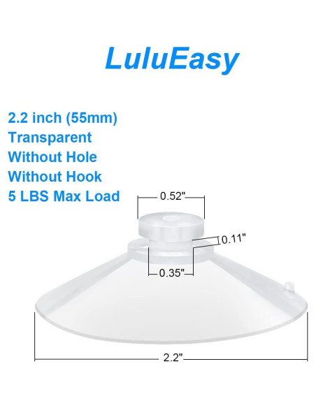 12 Ventosas Transparentes 5.5 cm LuluEasy para Vidrio