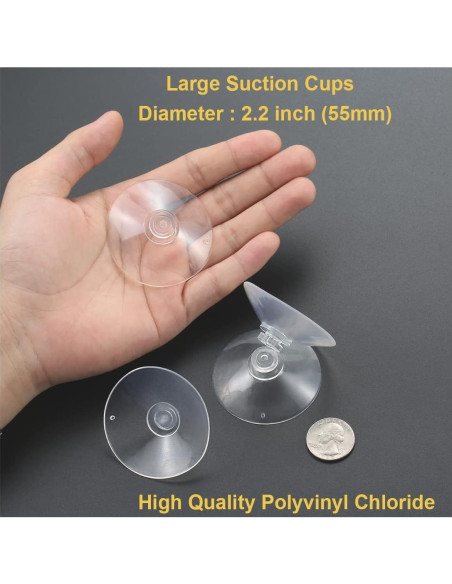 12 Ventosas Transparentes 5.5 cm LuluEasy para Vidrio