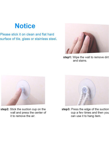 12 Ventosas Transparentes 5.5 cm LuluEasy para Vidrio