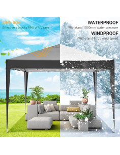 Carpa Plegable 3 Paredes COBIZI 10x10m Impermeable Negra 2