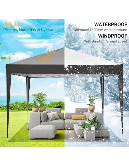 Carpa Plegable 3 Paredes COBIZI 10x10m Impermeable Negra