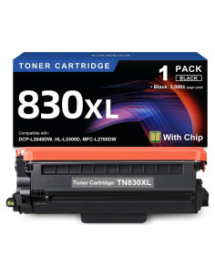Cartucho de Tóner Negro TN830XL toinkbea para Brother - 3000 Páginas