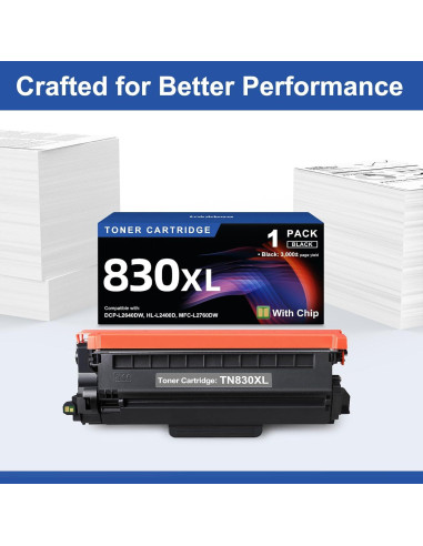 Cartucho de Tóner Negro TN830XL toinkbea para Brother - 3000 Páginas