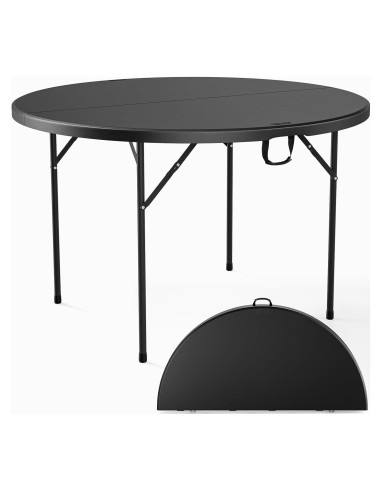 Mesa Redonda Plegable VINGLI 48" Negra para Eventos 408 kg