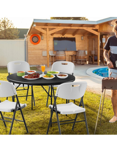 Mesa Redonda Plegable VINGLI 48" Negra para Eventos 408 kg