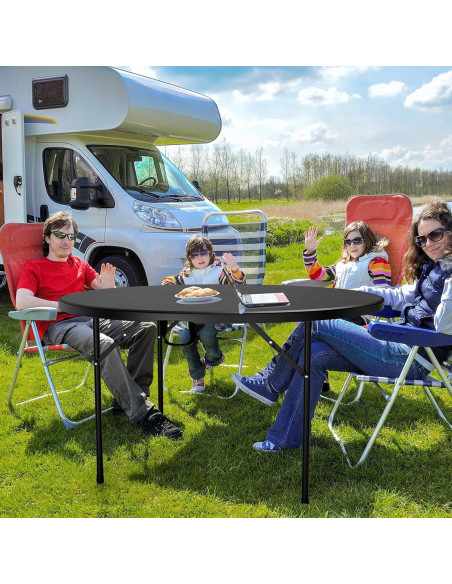 Mesa Redonda Plegable VINGLI 48" Negra para Eventos 408 kg