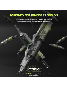 Agujas de Cartucho para Tatuaje Venom 1007RL - Desechables 127g 2