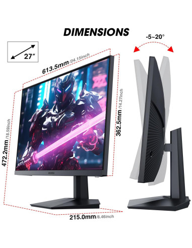 Monitor de Juegos KOORUI 27" FHD 240Hz 1ms Negro GN02