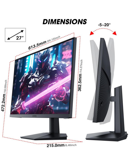 Monitor de Juegos KOORUI 27" FHD 240Hz 1ms Negro GN02
