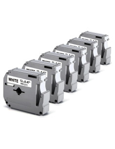 Cinta de Etiqueta Labelife M-K231 12mm Negro sobre Blanco - 6 Paquete