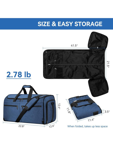 Bolsa de viaje Bukere 3 en 1, mochila azul oscuro 55L