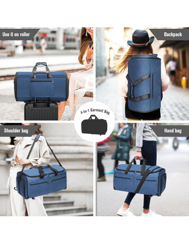 Bolsa de viaje Bukere 3 en 1, mochila azul oscuro 55L