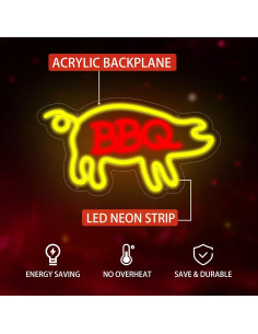 Cartel de Neón BBQ LED Moneter 42.5x26.4cm Decoración 2