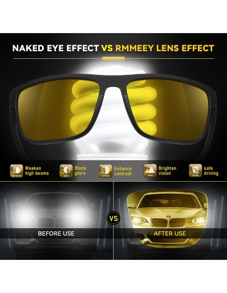 Gafas de Seguridad RMMEEY con Lentes Amarillas UV Antirreflejo