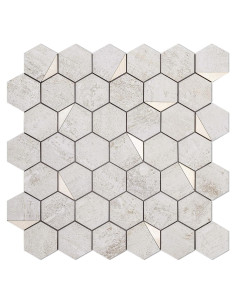 Azulejo Hexagonal Autoadhesivo DICOFUN Beige y Dorado 30.48x30.48cm