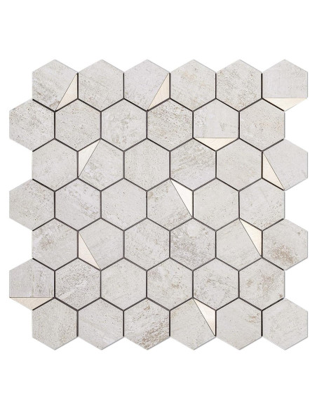 Azulejo Hexagonal Autoadhesivo DICOFUN Beige y Dorado 30.48x30.48cm