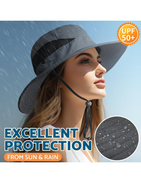 Sombrero de Sol PFFY Unisex Ala Ancha UPF 50+ Beige