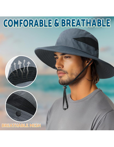 Sombrero de Sol PFFY Unisex Ala Ancha UPF 50+ Beige