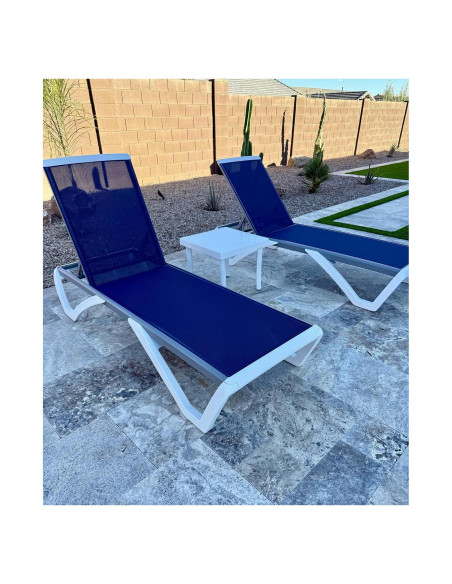 Juego de 3 Sillones Reclinables de Patio Purple Leaf Azul Marino