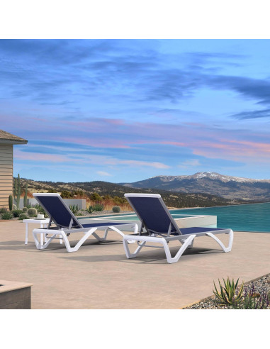 Juego de 3 Sillones Reclinables de Patio Purple Leaf Azul Marino