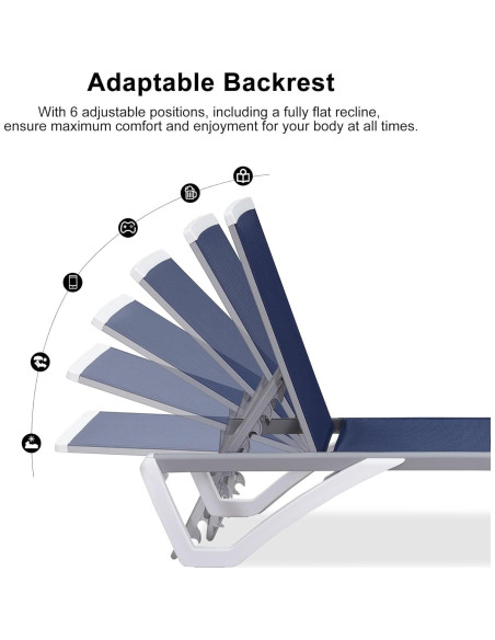 Juego de 3 Sillones Reclinables de Patio Purple Leaf Azul Marino