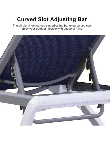 Juego de 3 Sillones Reclinables de Patio Purple Leaf Azul Marino