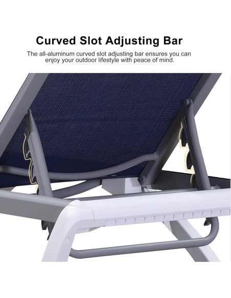 Juego de 3 Sillones Reclinables de Patio Purple Leaf Azul Marino