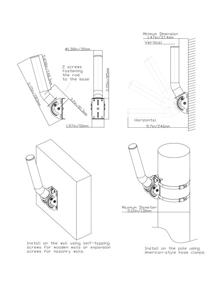 Soporte de Antena Inalámbrico EOQO 2-Pack Acero Inoxidable