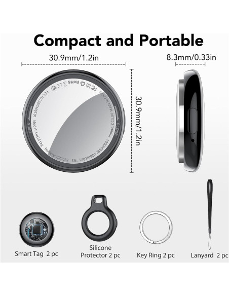 Etiquetas de Rastreo Tukio Lucid - Paquete de 2, Bluetooth, iOS