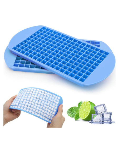 Juego de bandejas de hielo mini Jisile 2 piezas 160 cubos azul