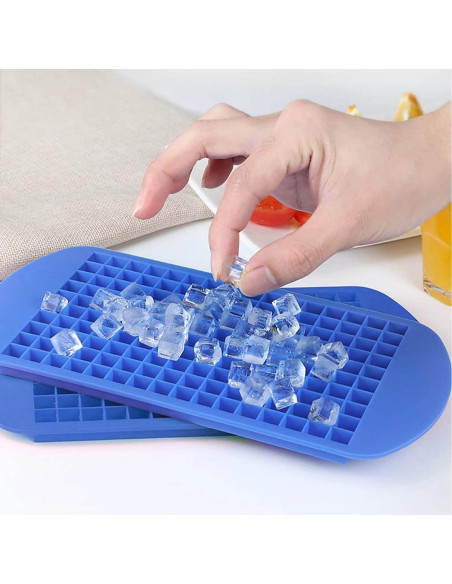 Juego de bandejas de hielo mini Jisile 2 piezas 160 cubos azul