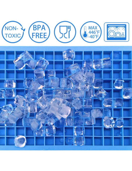 Juego de bandejas de hielo mini Jisile 2 piezas 160 cubos azul