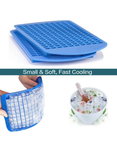 Juego de bandejas de hielo mini Jisile 2 piezas 160 cubos azul
