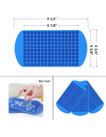 Juego de bandejas de hielo mini Jisile 2 piezas 160 cubos azul