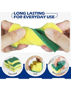 300 Esponjas de Limpieza WUHUIXOZ Ecológicas Amarillas 2