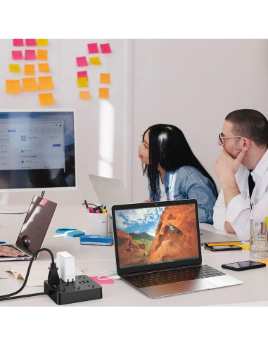 Regleta de Enchufes TESSAN 1.5m 6 Salidas 3 USB Carga Rápida