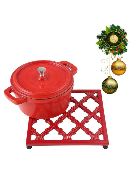 Trivet de Hierro Fundido JOGREFUL Rojo Cuadrado 0.79 kg