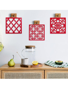 Trivet de Hierro Fundido JOGREFUL Rojo Cuadrado 0.79 kg 2