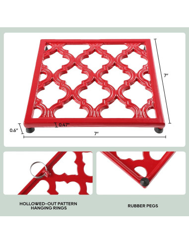 Trivet de Hierro Fundido JOGREFUL Rojo Cuadrado 0.79 kg