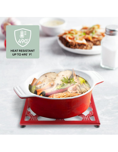 Trivet de Hierro Fundido JOGREFUL Rojo Cuadrado 0.79 kg